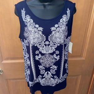 NWT Ava James Navy Blue Scoop Neck Sleeveless Top